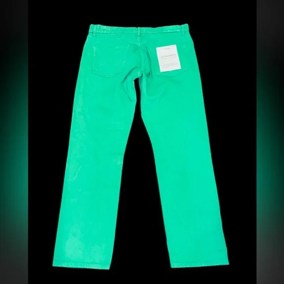 NWT FRAME LE SLOUCH KELLY GREEN LOW RISE BUTTON FLY JEANS SZ 34X30 - Picture 2 of 5